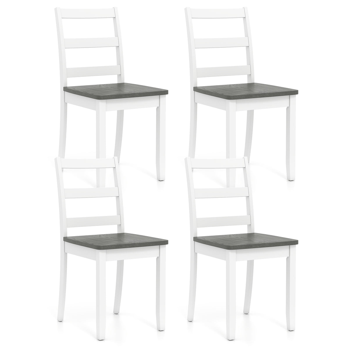 Wood Dining Chairs Set of 4 with Ladder Back - Gray