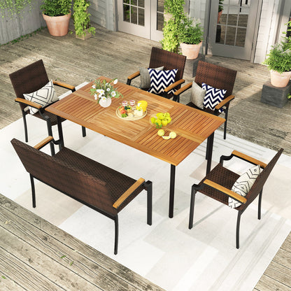 6 Pieces Outdoor Dining Set with Umbrella Hole