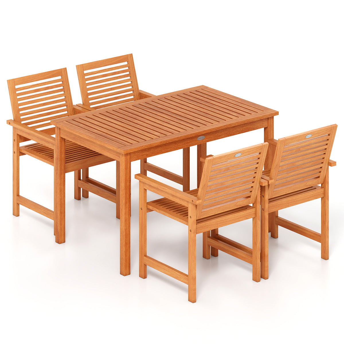5-Piece Wood Patio Dining Set with Rectangular Table