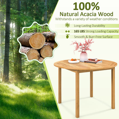 5-Piece Acacia Wood Patio Dining Set with Cushioned Chairs