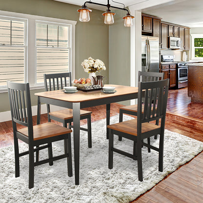 5-Piece Dining Table Set with 4 Chairs - Rubber Wood