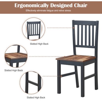 5-Piece Dining Table Set with 4 Chairs - Rubber Wood