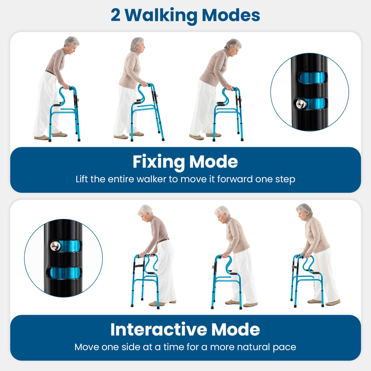 Folding Aluminum Walker with Adjustable Height for Seniors