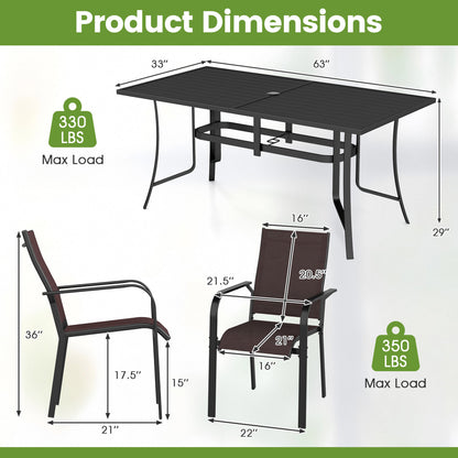 7-Piece Patio Dining Set for 6 with Stackable Mesh Chairs