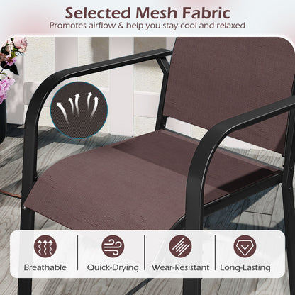 7-Piece Patio Dining Set for 6 with Stackable Mesh Chairs