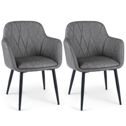 Upholstered Dining Chairs Set of 2 with Curved Back