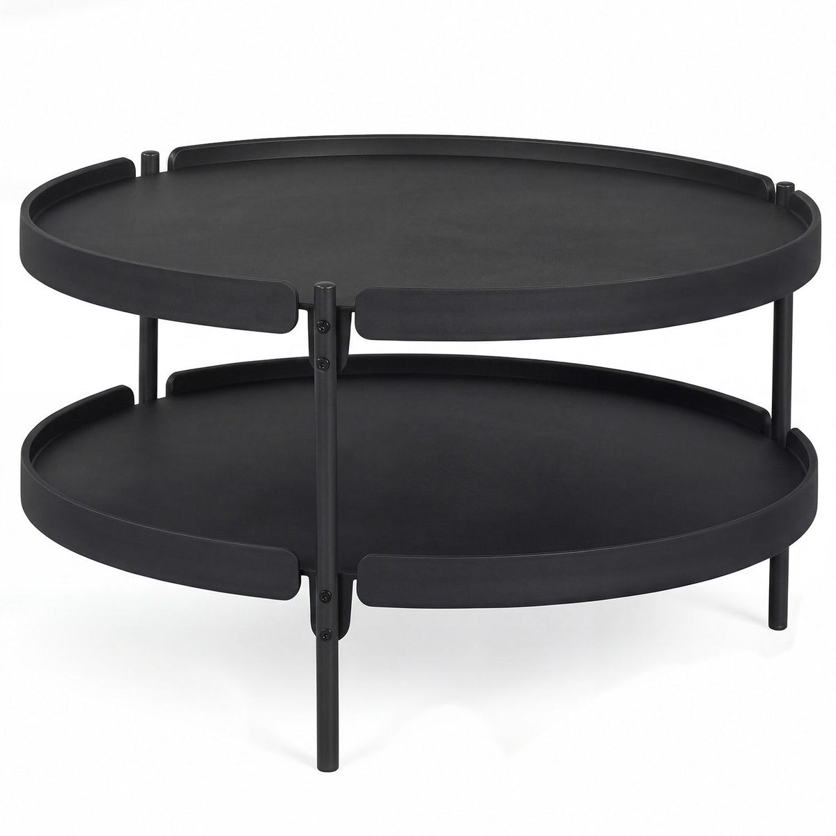 2-Tier Plastic Coffee Round Coffee Table for Living Room