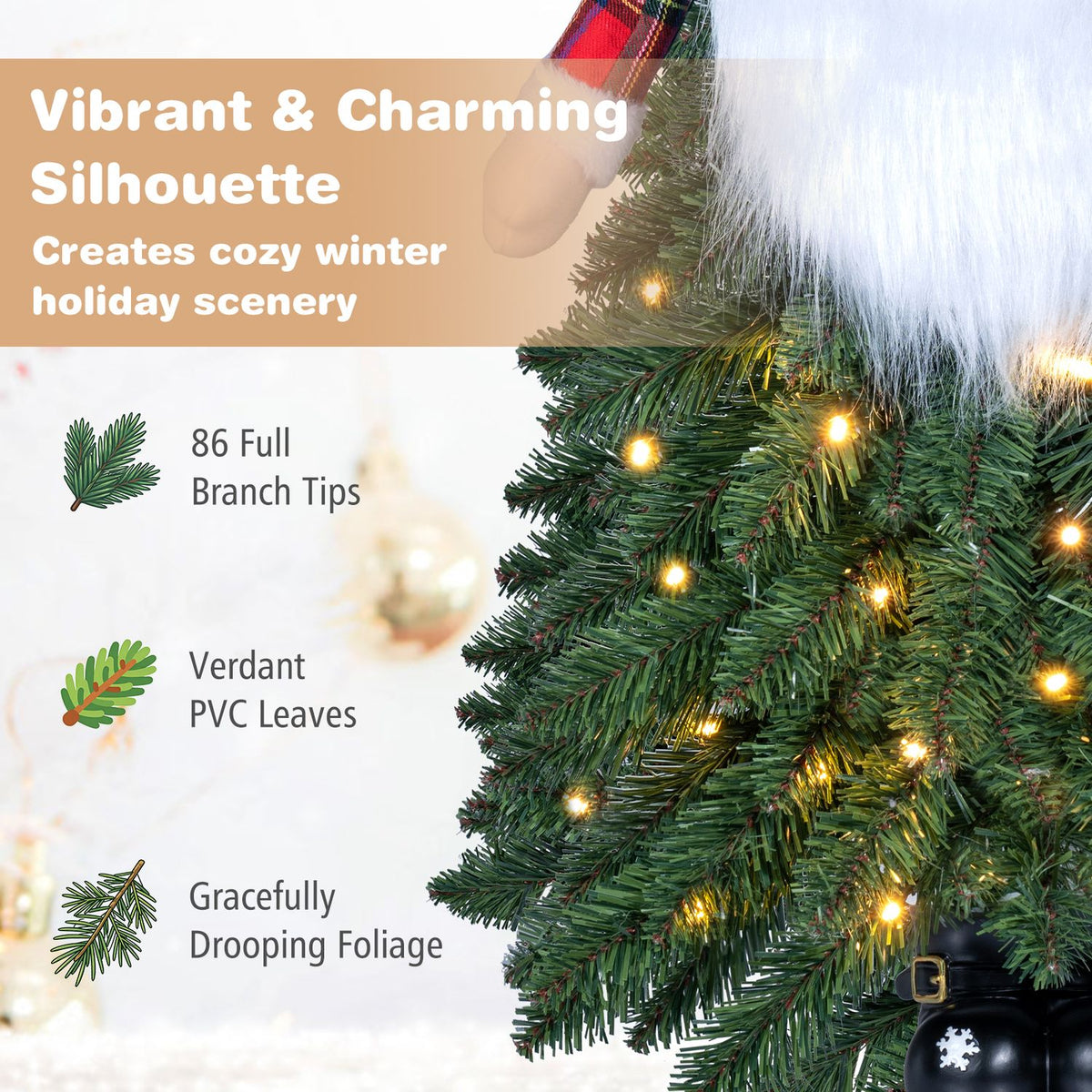 2 Pack 3 FT Pre-Lit Mini Tabletop Green and Red Artificial Christmas Tree Battery Operation