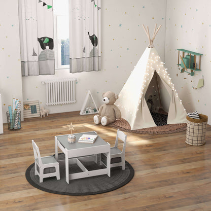 Kids Table and Chair Set with Storage and Drawing Board