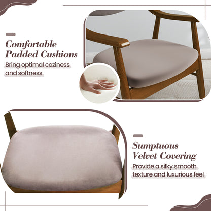 Padded Dining Chairs Set of 2 with Armrests and Wooden Frame
