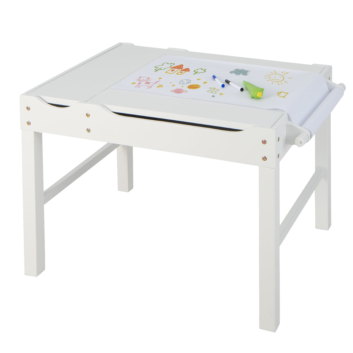 Kids Multi-Activity Play Table with Storage & Paper Roll